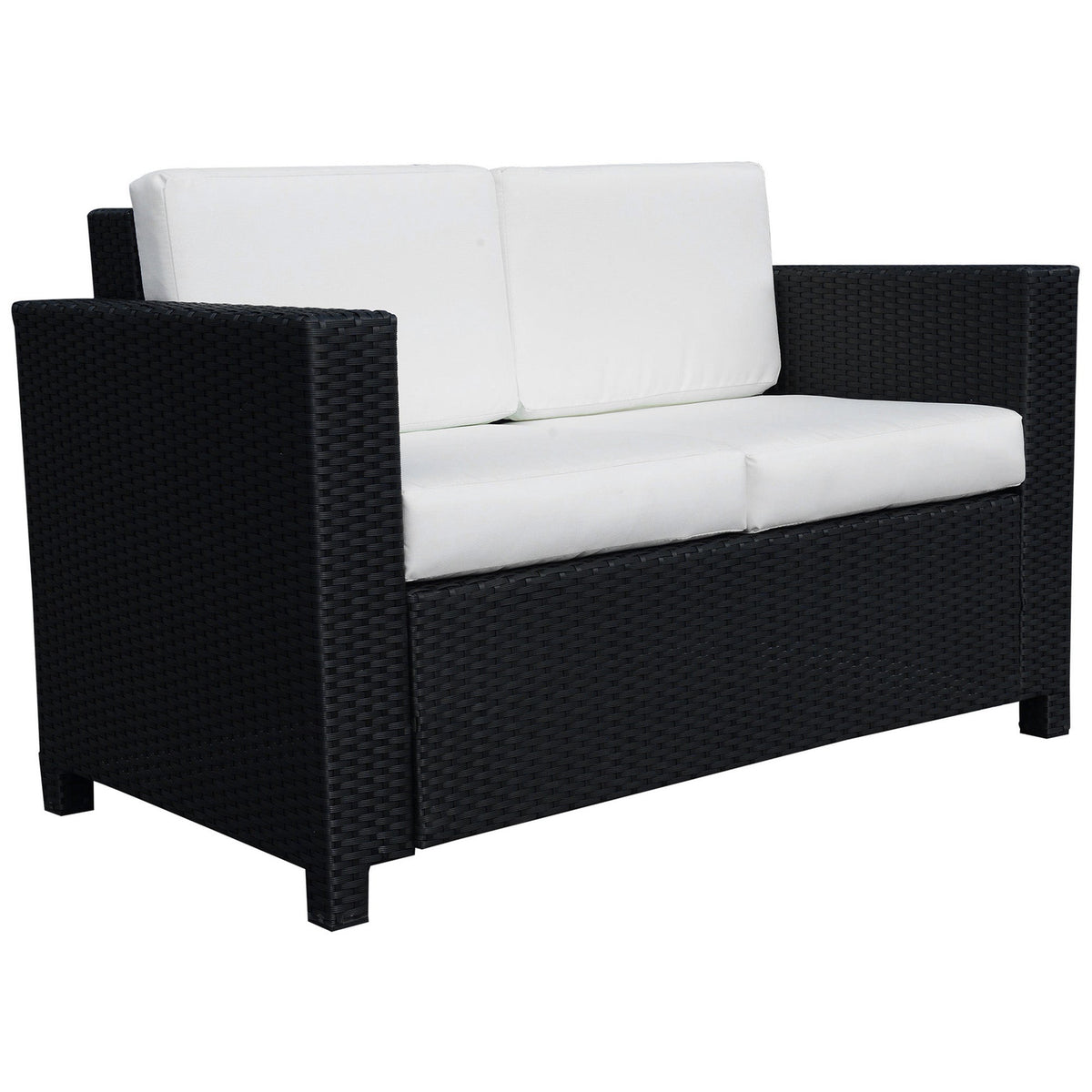 Rattan Wicker 2-seat Sofa Loveseat Padded Garden Furniture