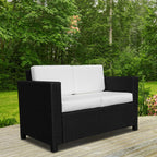 Rattan Wicker 2-seat Sofa Loveseat Padded Garden Furniture