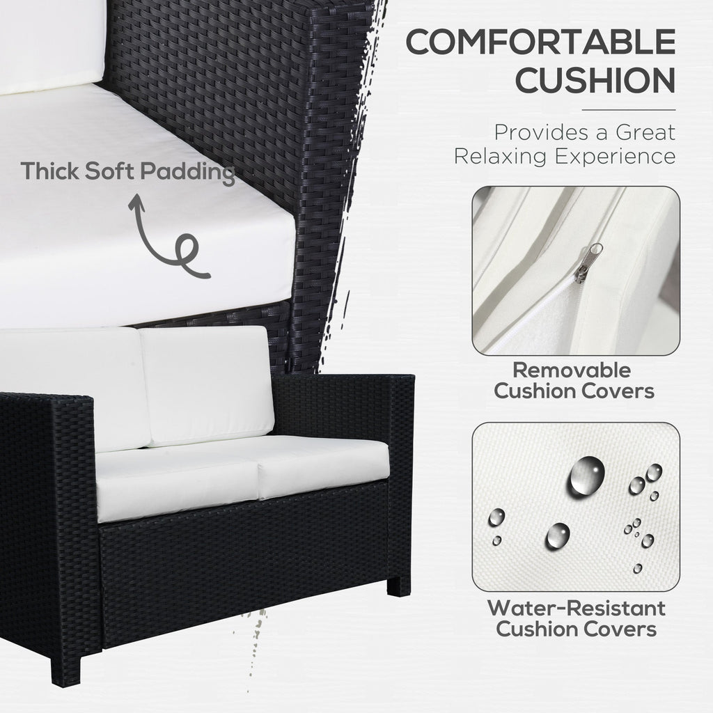 Rattan Wicker 2-seat Sofa Loveseat Padded Garden Furniture
