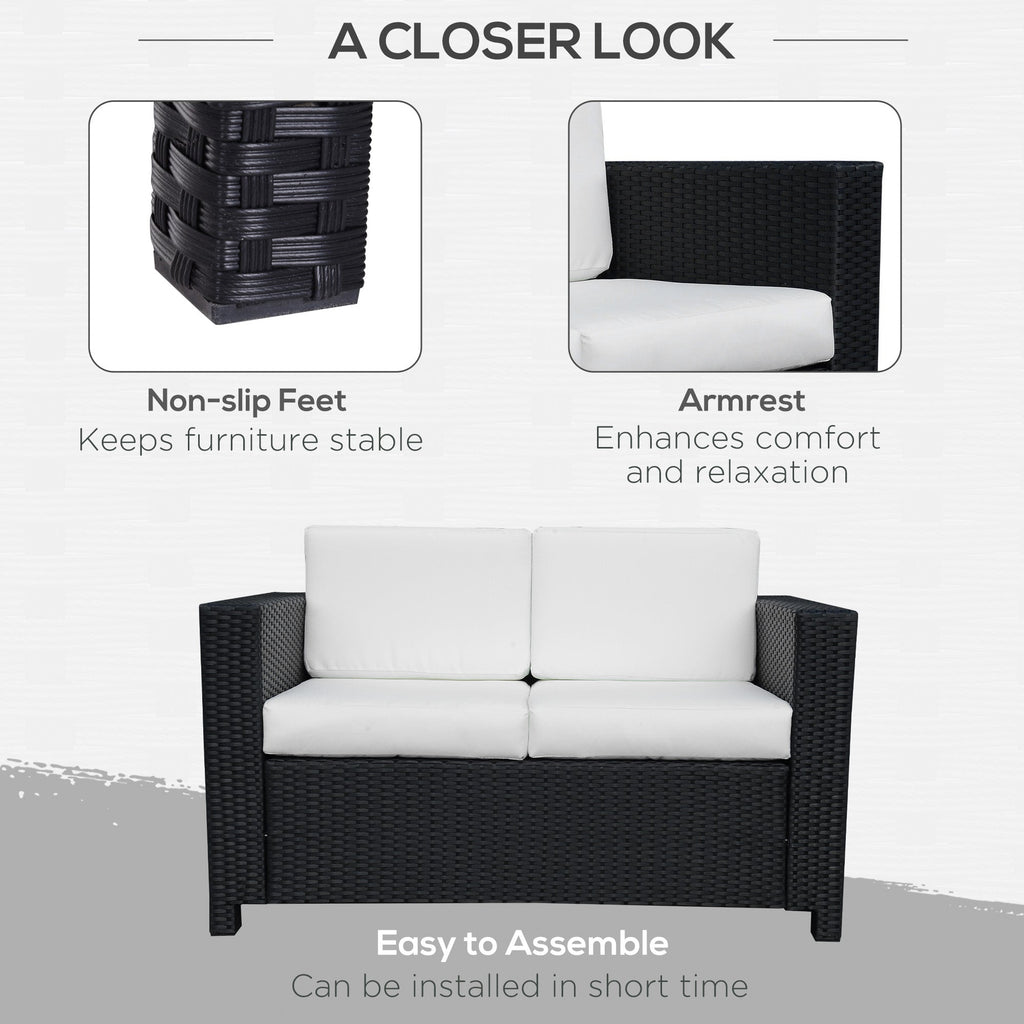 Rattan Wicker 2-seat Sofa Loveseat Padded Garden Furniture