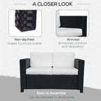 Rattan Wicker 2-seat Sofa Loveseat Padded Garden Furniture