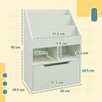 Kids Bookcase, Toy Box w/ Storage Drawer, Wheels for Bedroom