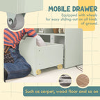 Kids Bookcase, Toy Box w/ Storage Drawer, Wheels for Bedroom