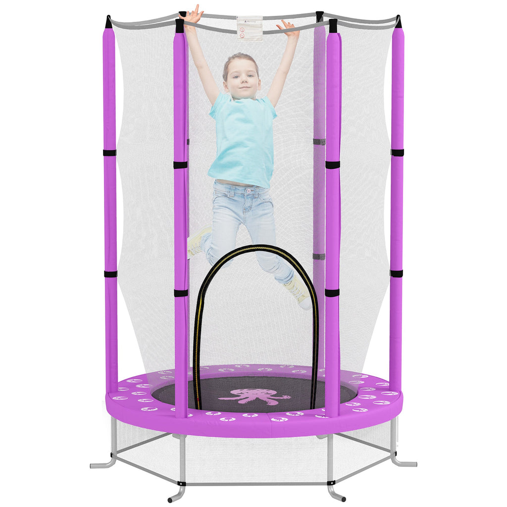 4.6FT Kids Trampoline with Safety Enclosure Net