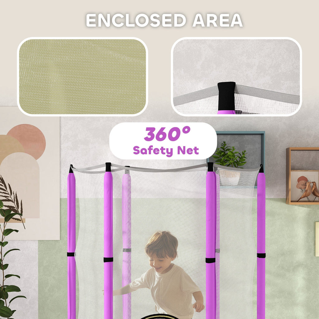 4.6FT Kids Trampoline with Safety Enclosure Net