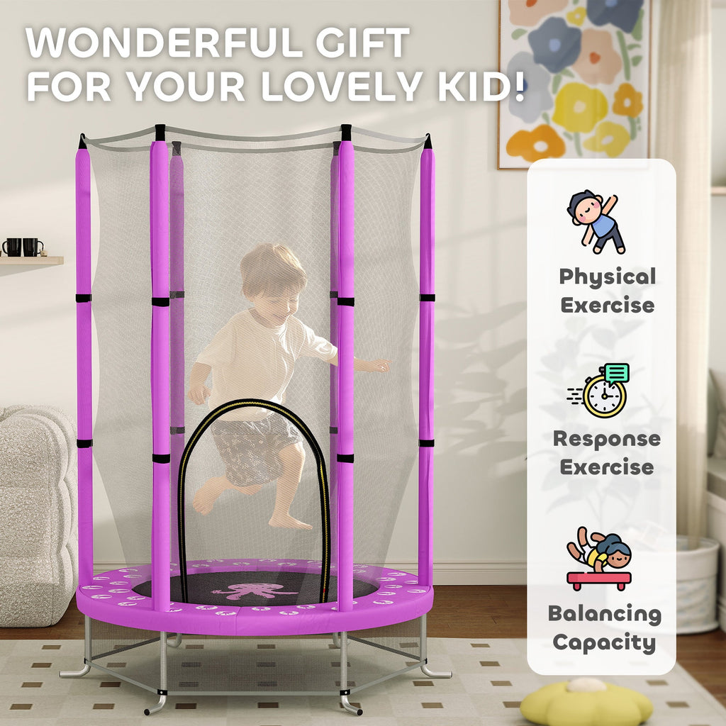 4.6FT Kids Trampoline with Safety Enclosure Net