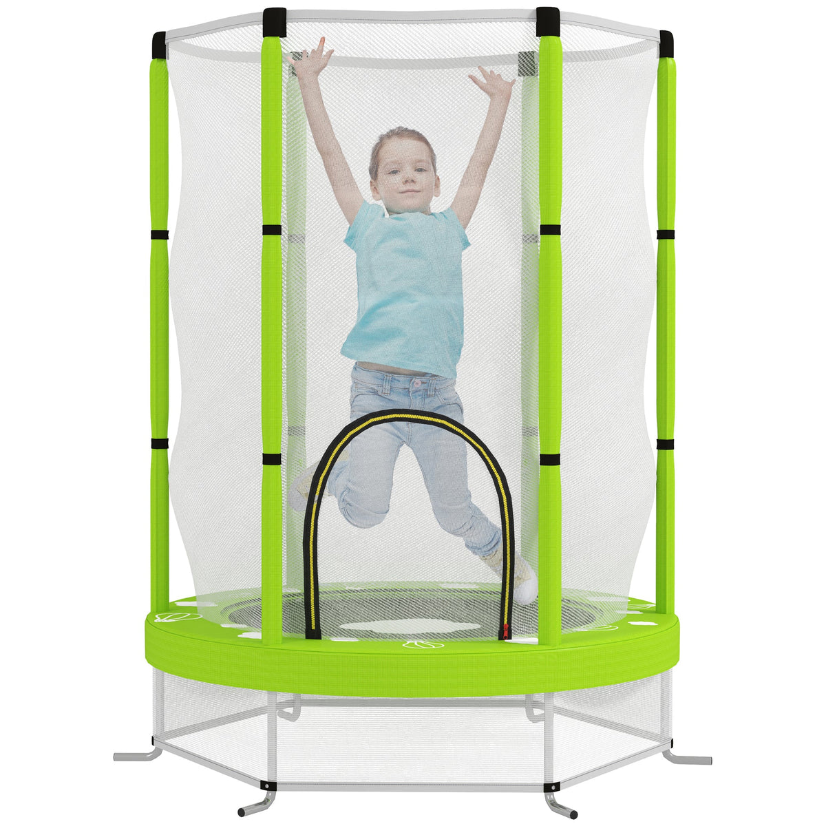4.6FT Kids Trampoline with Safety Enclosure Net Green
