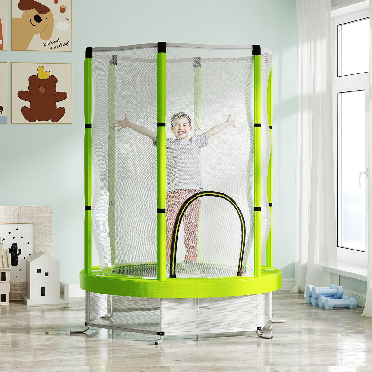 4.6FT Kids Trampoline with Safety Enclosure Net