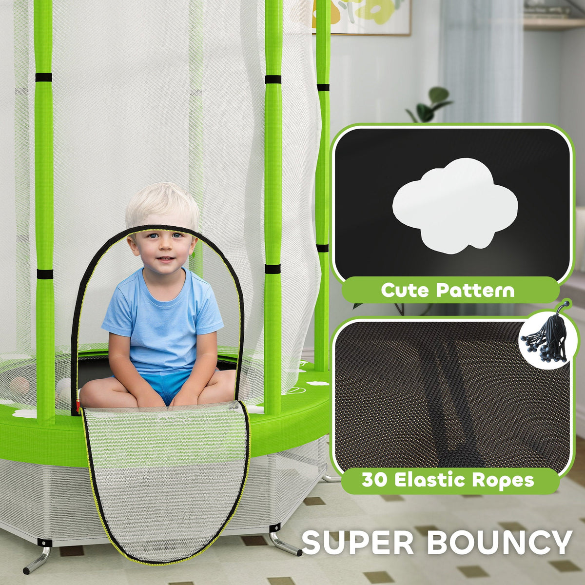 4.6FT Kids Trampoline with Safety Enclosure Net