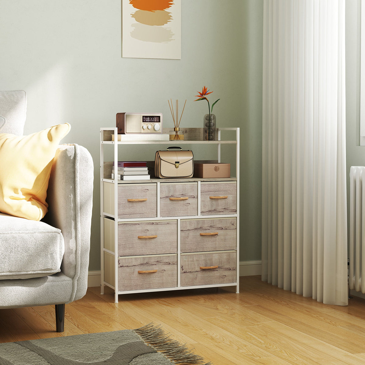 Bedroom Chest of Drawers 7 Drawer Dresser w/ Shelves