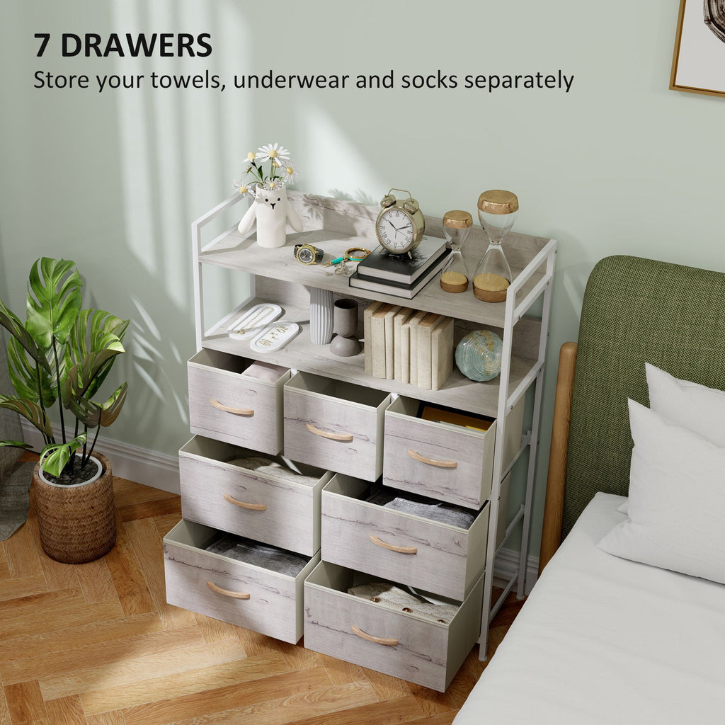 Bedroom Chest of Drawers 7 Drawer Dresser w/ Shelves