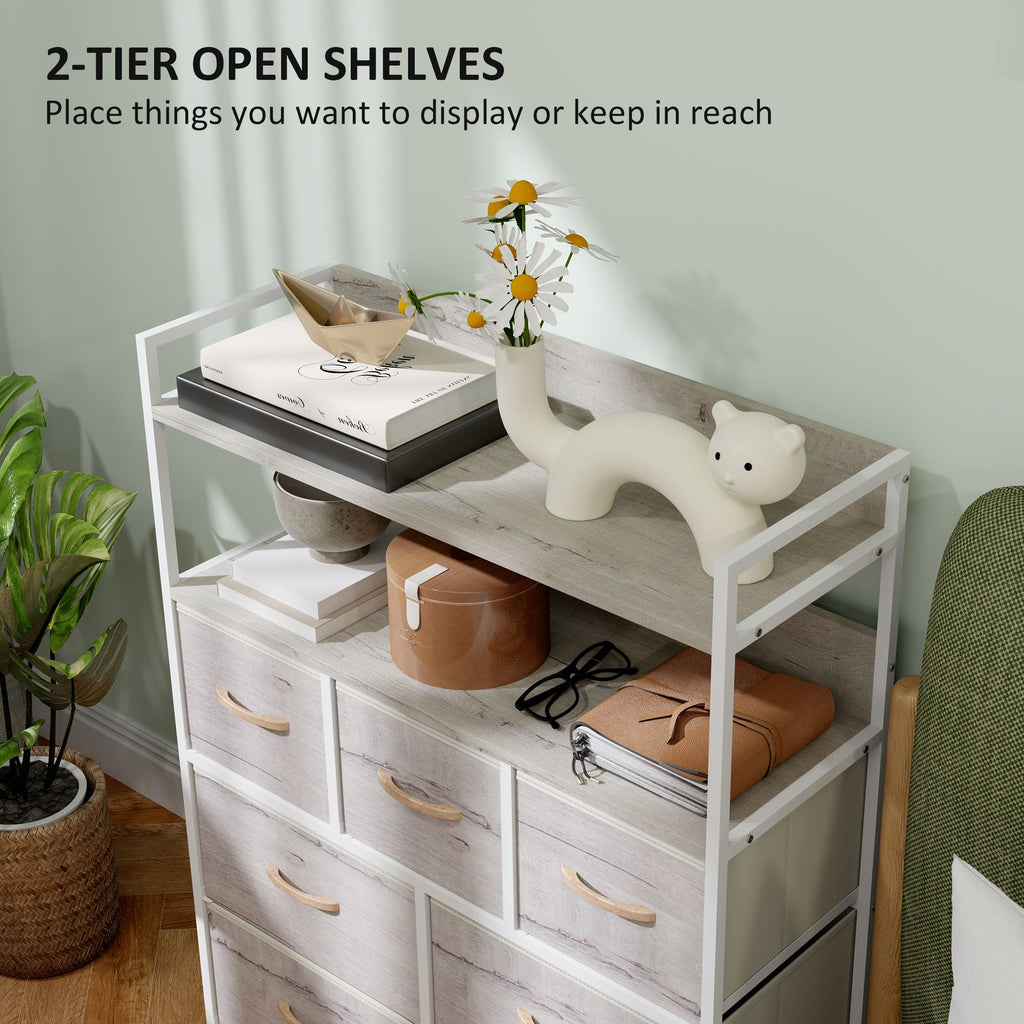Bedroom Chest of Drawers 7 Drawer Dresser w/ Shelves