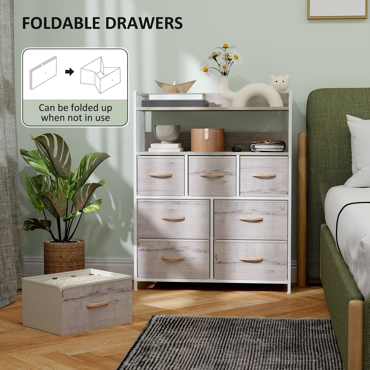 Bedroom Chest of Drawers 7 Drawer Dresser w/ Shelves