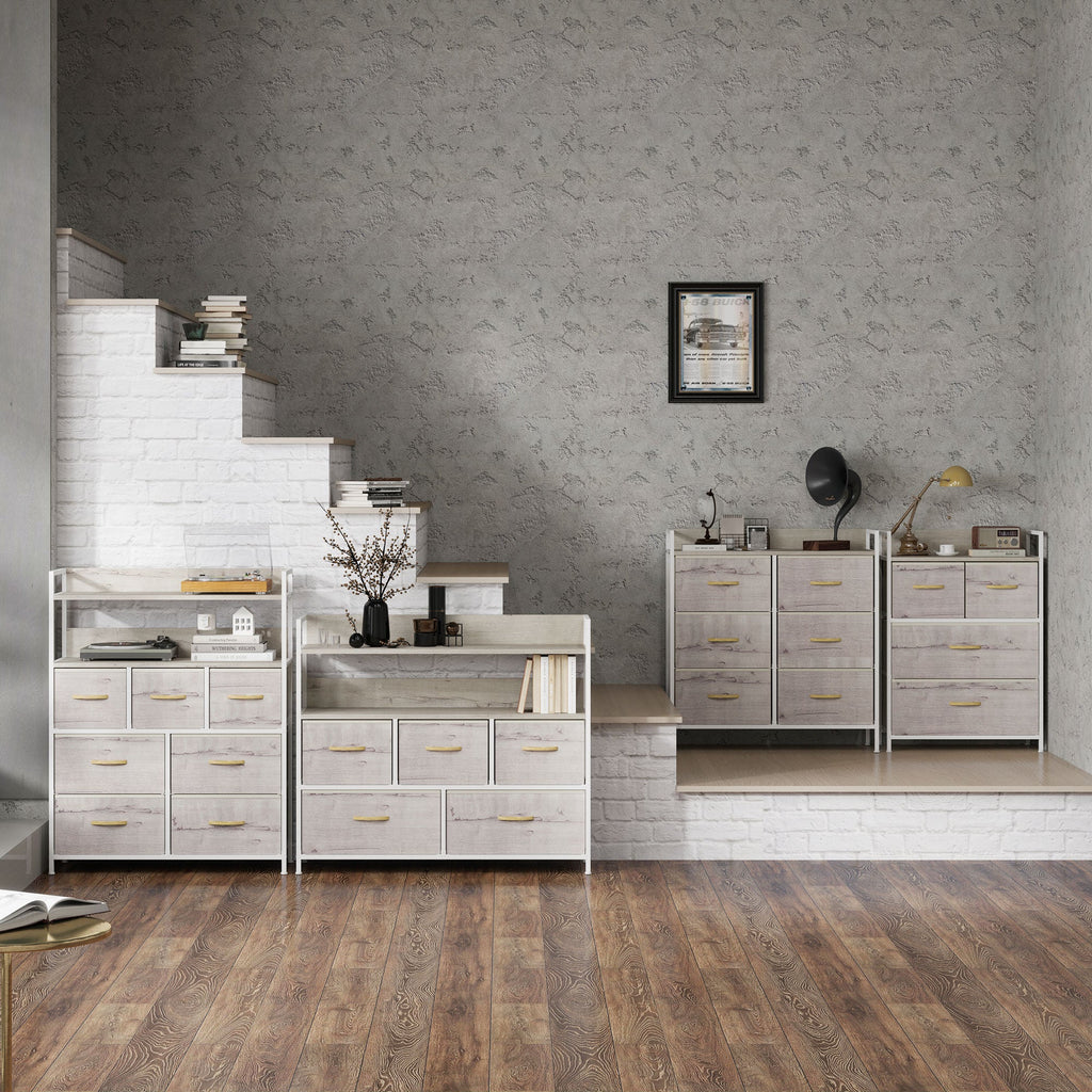 Bedroom Chest of Drawers 7 Drawer Dresser w/ Shelves