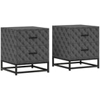 Bedside Table Set of 2, Nightstand with 2 Drawers, Steel Legs