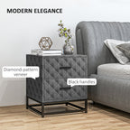 Bedside Table Set of 2, Nightstand with 2 Drawers, Steel Legs
