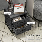 Bedside Table Set of 2, Nightstand with 2 Drawers, Steel Legs