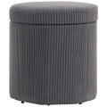 Round Storage Ottoman with Lid, Vanity Stool with Storage Grey