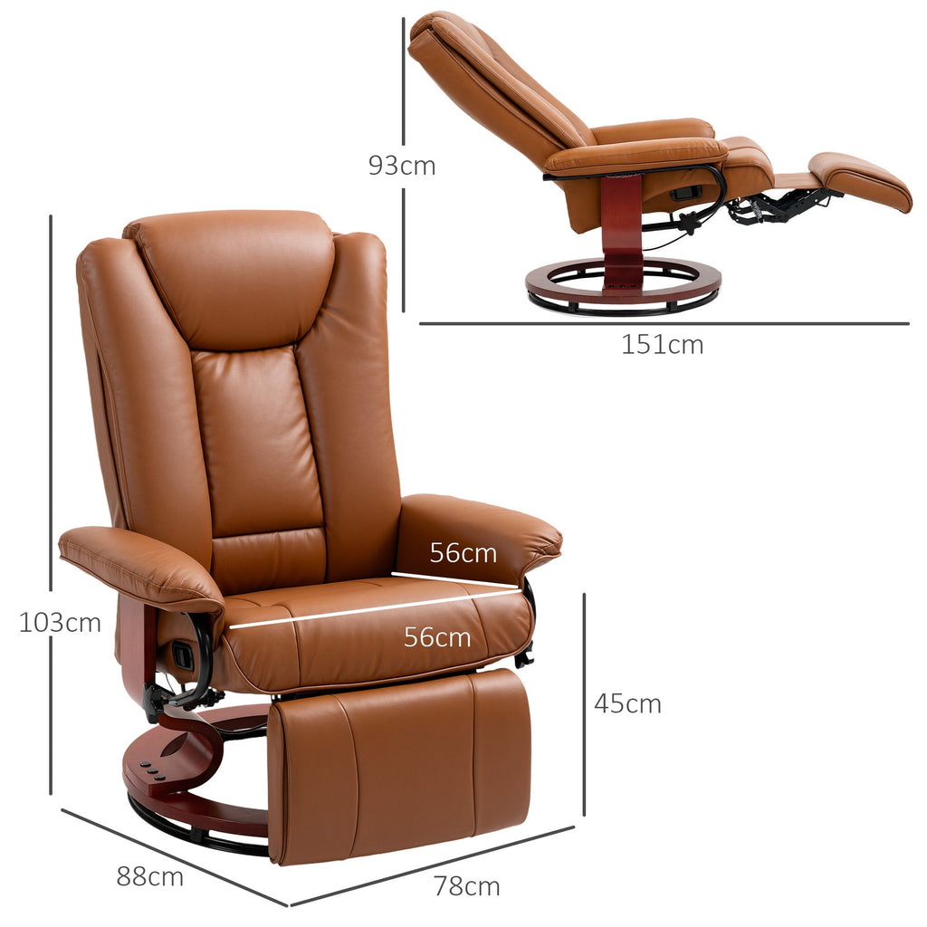 PU Leather Reclining Armchair with Footrest for Living Room