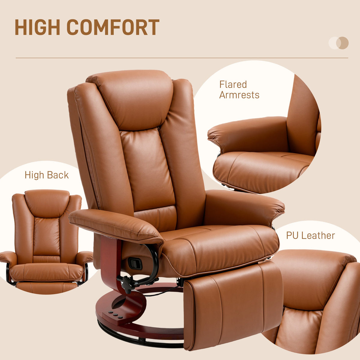 PU Leather Reclining Armchair with Footrest for Living Room