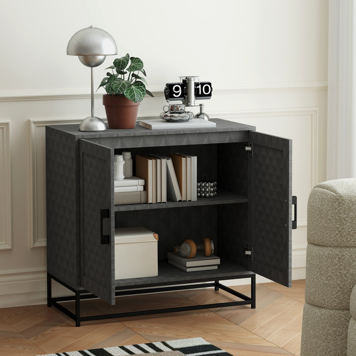 Modern Storage Cupboard with Adjustable Shelf and 2 Doors