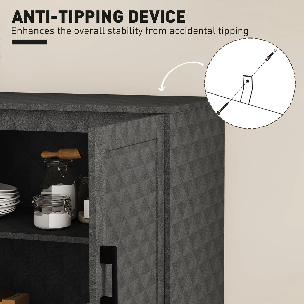 Modern Storage Cupboard with Adjustable Shelf and 2 Doors