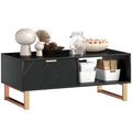 Coffee Table, Living Room Table with Drawer and Open Shelves Black