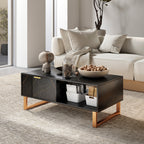 Coffee Table, Living Room Table with Drawer and Open Shelves