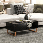 Coffee Table, Living Room Table with Drawer and Open Shelves