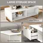 Coffee Table, Living Room Table with Drawer and Open Shelves