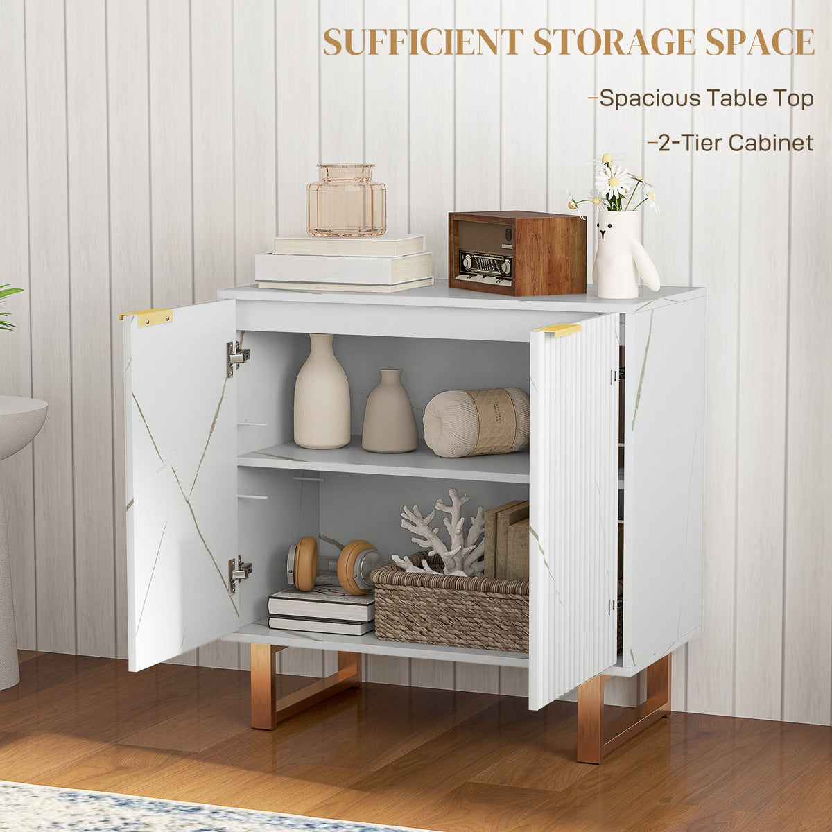 Sideboard, Buffet Cabinet with 2 Doors and Adjustable Shelves
