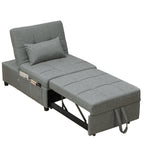 4-in-1 Pull Out Sleeper Chair Bed with Pockets Light Grey