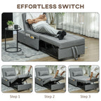 4-in-1 Pull Out Sleeper Chair Bed with Pockets