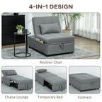 4-in-1 Pull Out Sleeper Chair Bed with Pockets