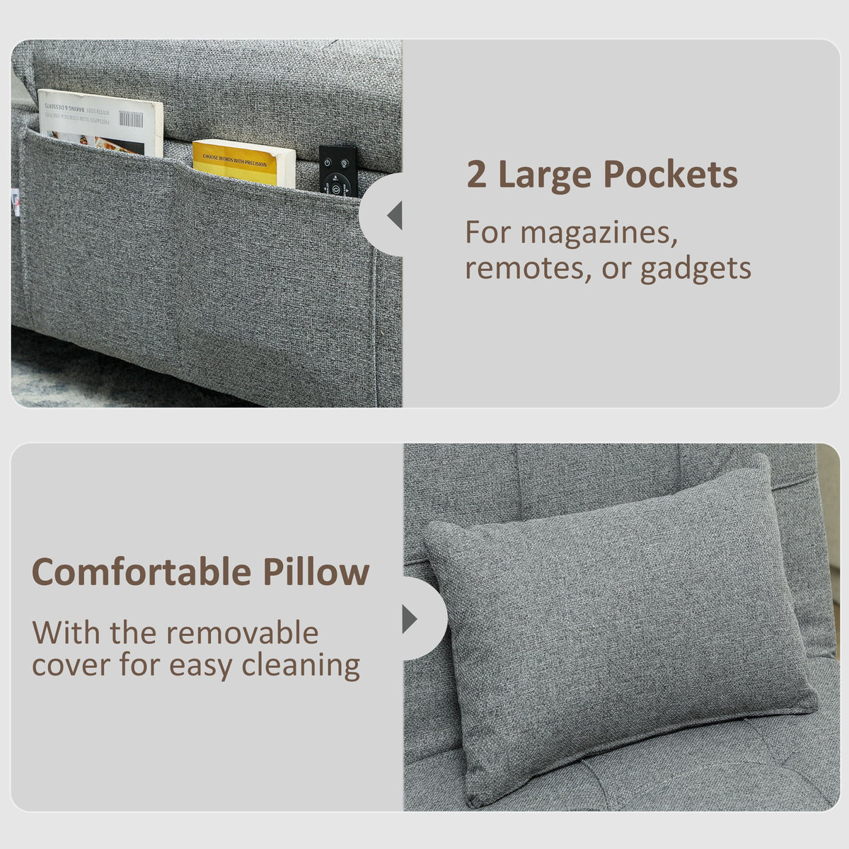 4-in-1 Pull Out Sleeper Chair Bed with Pockets