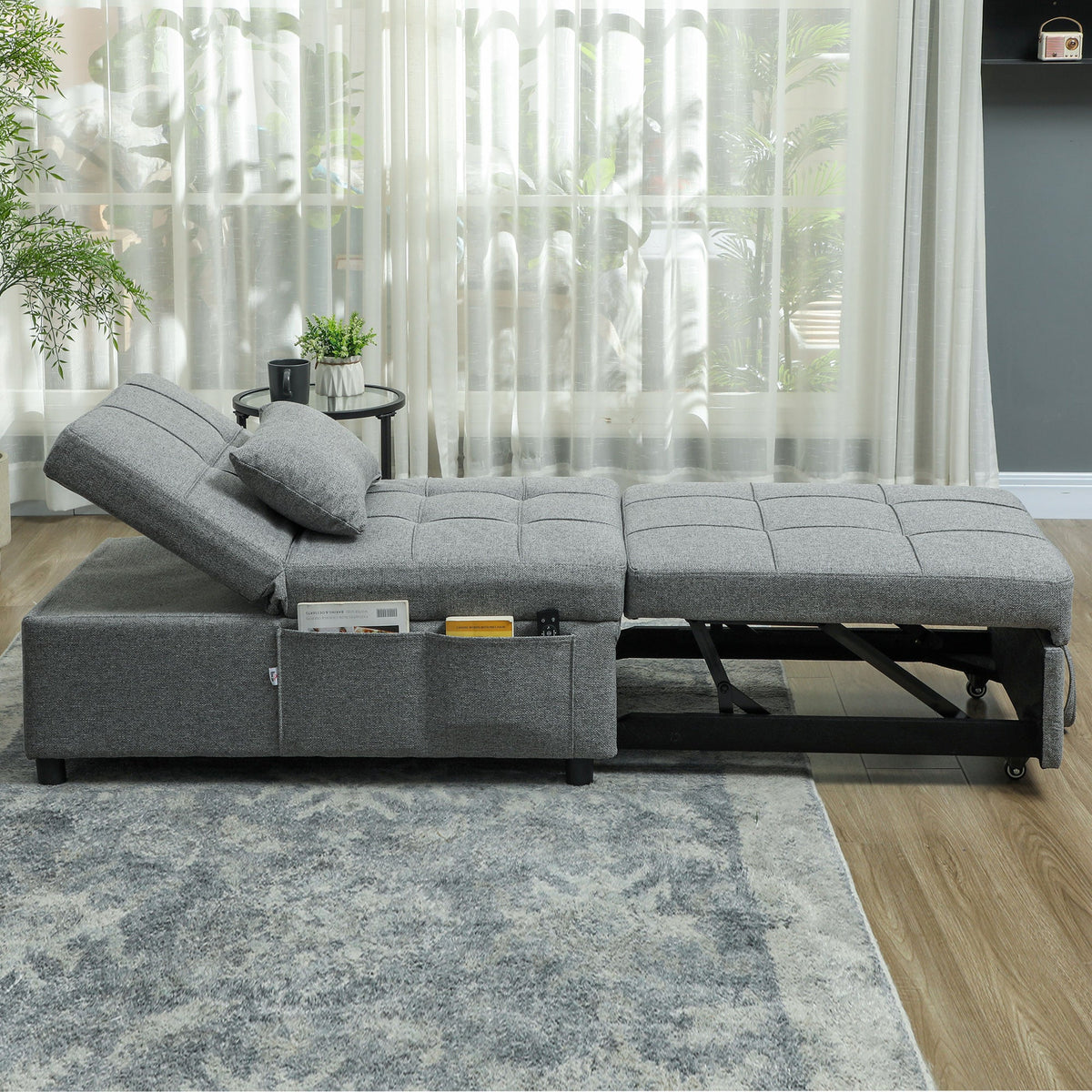 4-in-1 Pull Out Sleeper Chair Bed with Pockets