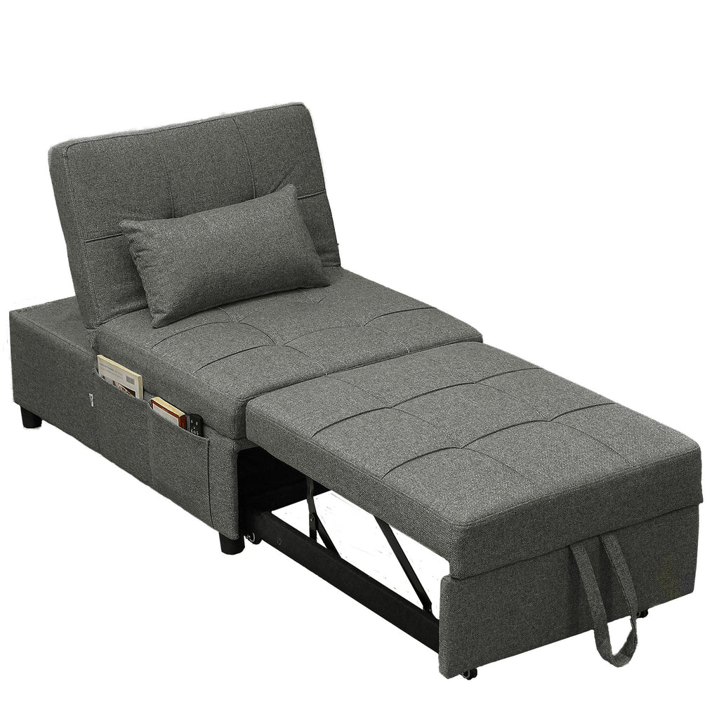 4-in-1 Pull Out Sleeper Chair Bed with Pockets