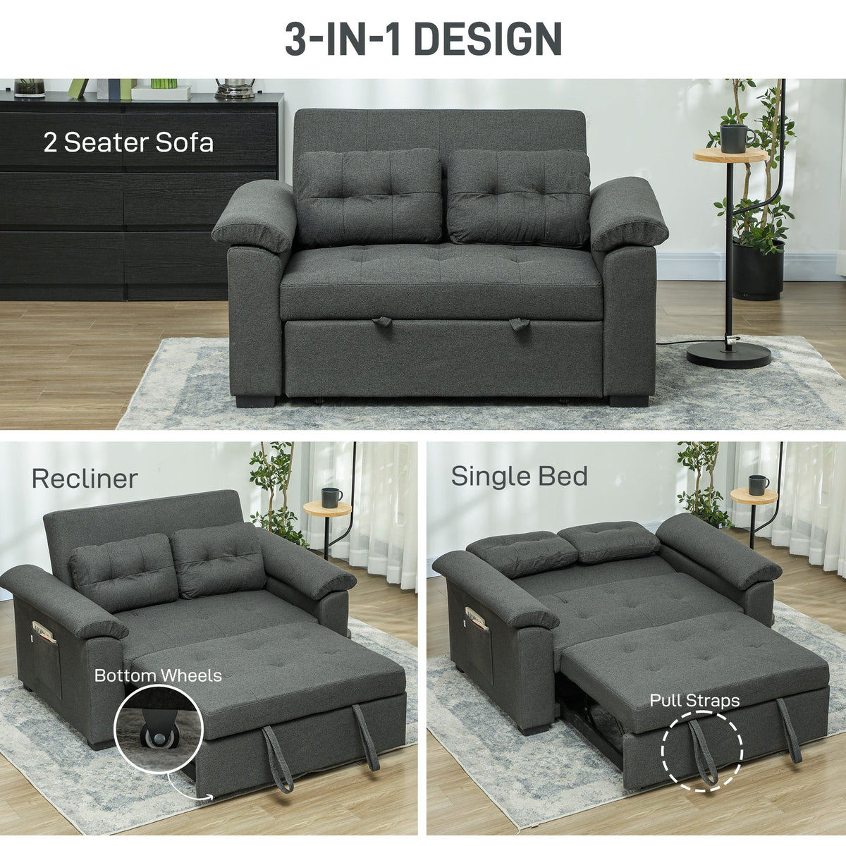 Click Clack Sofa Bed 2 Seater Sofa Bed for Living Room