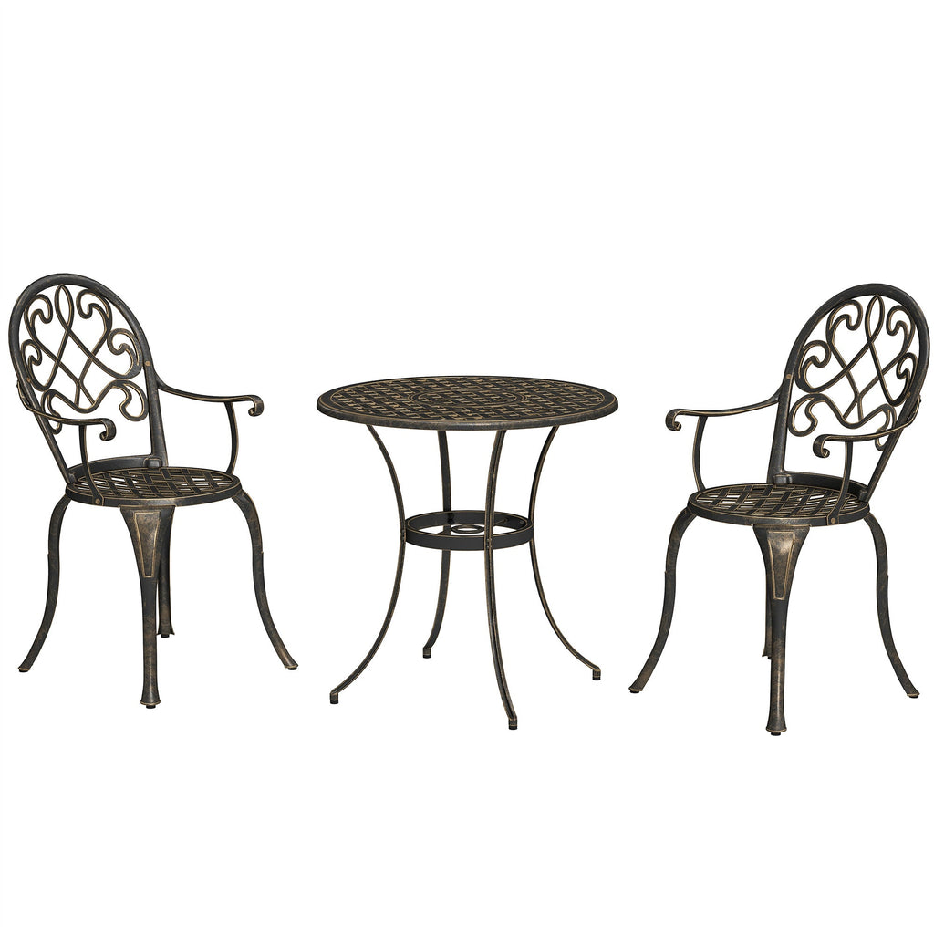 3PCs Bistro Set, Aluminium Garden Table and Chairs Bronze Tone