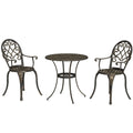 3PCs Bistro Set, Aluminium Garden Table and Chairs Bronze Tone