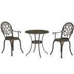3PCs Bistro Set, Aluminium Garden Table and Chairs Bronze Tone