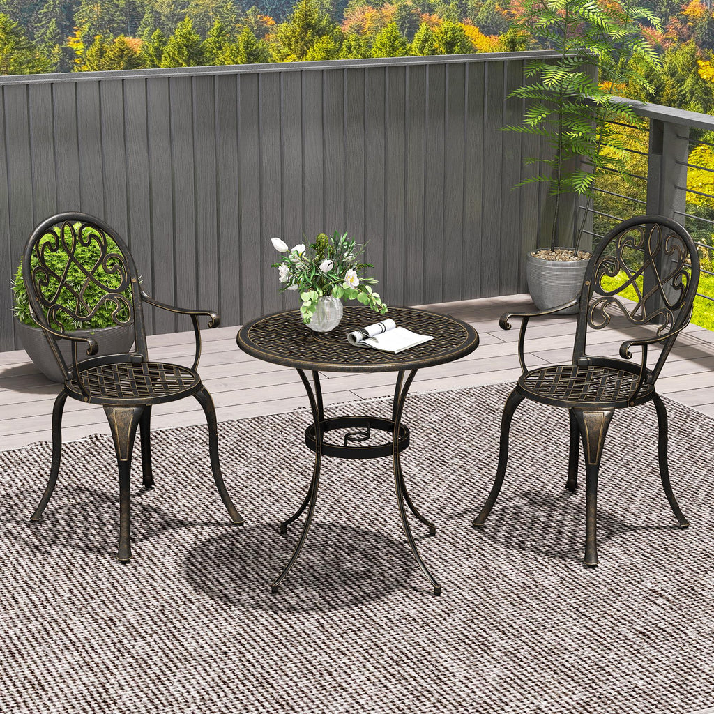 3PCs Bistro Set, Aluminium Garden Table and Chairs