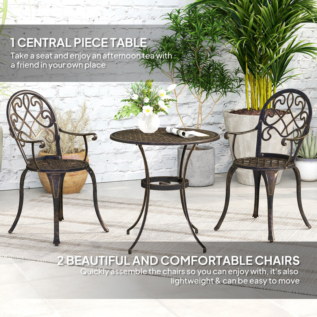 3PCs Bistro Set, Aluminium Garden Table and Chairs
