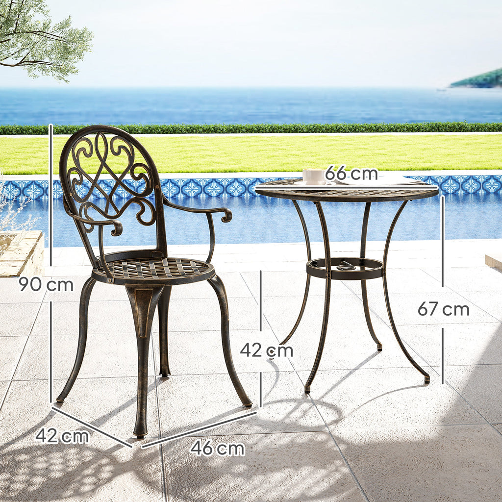 3PCs Bistro Set, Aluminium Garden Table and Chairs