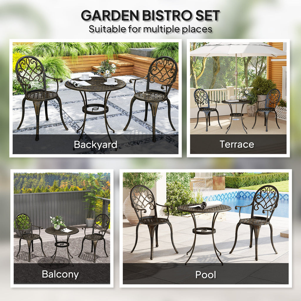 3PCs Bistro Set, Aluminium Garden Table and Chairs