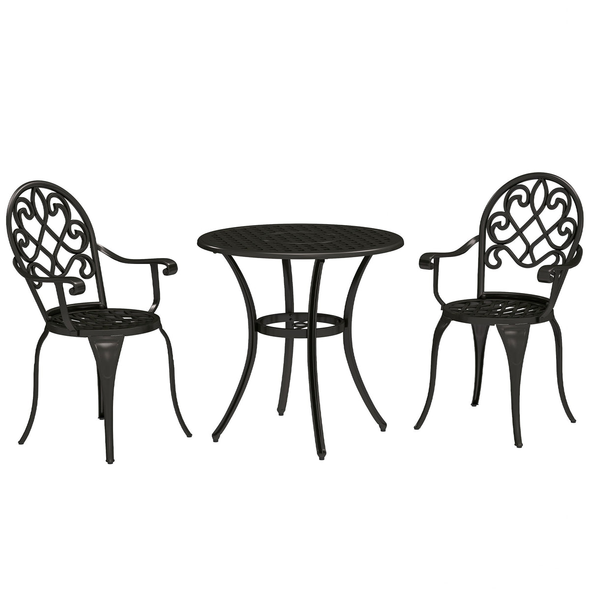 3PCs Bistro Set, Aluminium Garden Table and Chairs