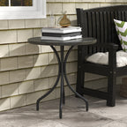 Round Garden Table Outdoor Side Table with Steel Frame