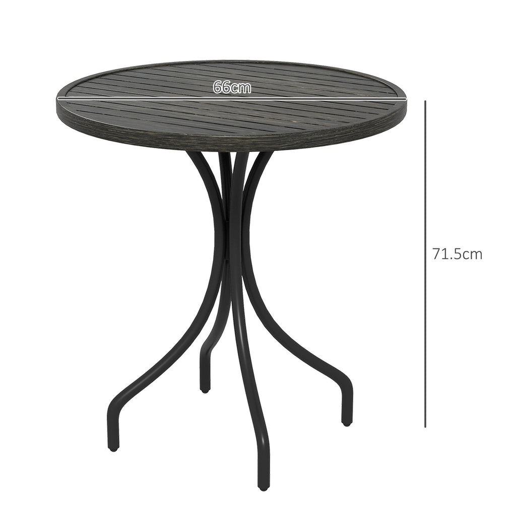 Round Garden Table Outdoor Side Table with Steel Frame