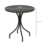 Round Garden Table Outdoor Side Table with Steel Frame
