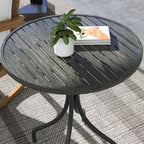 Round Garden Table Outdoor Side Table with Steel Frame